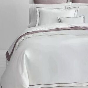 LAUREN Ralph Lauren Spencer Sateen Border Queen Duvet Cover white / stone border